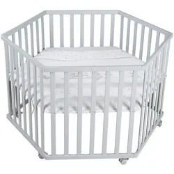 Roba Laufgitter 6-eckig, Sternenzauber , Taupe , Holzwerkstoff , Sechseckig , 118.5x72.5x103.5 cm , Babymöbel & Kindermöbel, Babyzimmer, Laufgitter