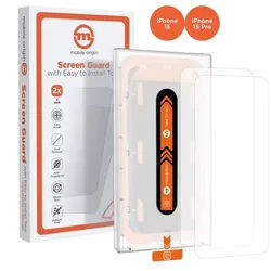 Orange Screen Guard iPhone 15 Pro/15 with easy applicator - 2 pack