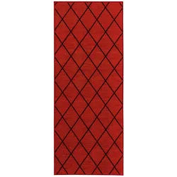 Xxxl Läufer , Rot, Schwarz , Textil , Raute , rechteckig , 80x400 cm , pflegeleicht , Teppiche und Böden, Teppiche, Teppichläufer, Läufer