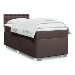 vidaXL Boxspringbett, Boxspringbett mit Matratze Dunkelbraun 90x190 cm Stoff