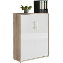 Mid.you Aktenschrank , Weiß, Sonoma Eiche , Holzwerkstoff , 2 Fächer , 84.5x114x33 cm , erweiterbar, in verschiedenen Größen erhältlich, abschließbar , Büromöbel, Büroschränke, Aktenschränke