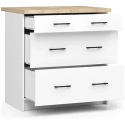 Raumhirsch Furniture Unterschrank Moderner Küchenunterschrank - 3 Schubladen - Küchenmodul (viele Farbvarianten, Maße 60 x 80 x 46 cm) - Hochwertig & stabil weiß 80 cm x 85 cm x 46 cm