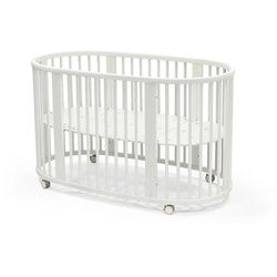 Stokke Gitterbett , Weiß , Holz , Buche , massiv , 74x78x141 cm , Lattenrost inklusive, zum Juniorbett umbaubar, höhenverstellbar , Holzmöbel, Holzbetten, Gitterbetten Holz