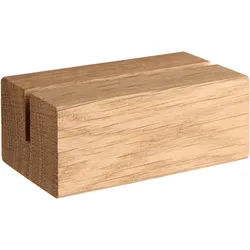Kartenhalter aus Holz, Sockel für variables Stecksystem MODUL 74 mm | Eichenholz | gerader Einsteckschlitz