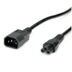 VALUE Netzkabel IEC320/C14 Stecker - C5 Buchse Stromkabel, IEC320 C14, Kaltgeräte, 10A Männlich (Stecker), IEC320 C5, Notebook, „Mickymaus“, 2,5A Weiblich (Buchse) (180.0 cm) schwarz