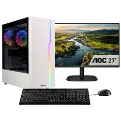 CAPTIVA Gaming-PC-Komplettsystem "Advanced Gaming R93-388 TFT Bundle", Energieeffizienz: E (A-G), weiß, ohne Betriebssystem, 32 GB RAM 1.000 GB SSD, Computer_Komplettsysteme