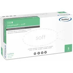 MaiMed® soft Einmalhandschuhe, Latex, Einmal-Untersuchungshandschuhe mit Rollrand, leicht gepudert, 1 Box = 100 Stück, Größe S