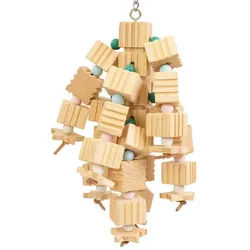 Happy Bird Vogelspielplatz Vogelspielzeug Cutie Fun Blocks, bunte Hängespiel mit Holzformen, 15 x 15 x 45 cm bunt