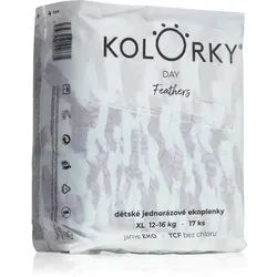Kolorky Day Feathers Einweg-ÖKO-Windeln Größe XL 12-16 Kg 17 St.