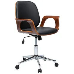 Kare-Design Drehstuhl , Schwarz, Nussbaumfarben , Holz, Textil , Nussbaum , furniert, Schichtholz , Drehkreuz , 66.5x101x56 cm , Büromöbel, Bürostühle, Drehstühle