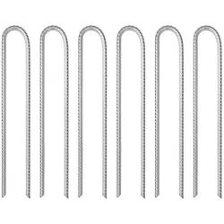 vidaXL Schleusenstab Zeltheringe 6 Stk. U-Form 37 cm Ø10 mm Verzinkter Stahl, (6-St) silberfarben