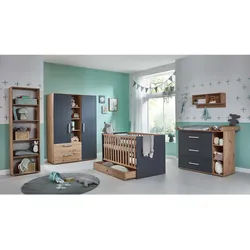 arthur berndt Babyzimmer Mega-Set Alessio 7-tlg. , Anthrazit, Eiche Artisan , Kunststoff , 5 Schubladen , 1x1x1 cm , Blauer Engel, Hergestellt in Deutschland , Babymöbel & Kindermöbel, Babyzimmer