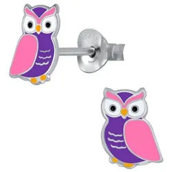 Order & Smile Schmuck Paar Ohrstecker Kinderohrstecker: Mädchen Ohrringe Silber „Eule“ bunt