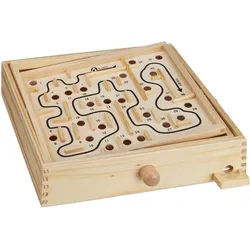 Relaxdays Labyrinth Spiel , Hellbraun , Holz, Metall , 27.5x24.5 cm , Spielzeug, Kinderspielzeug, Kinderspiele