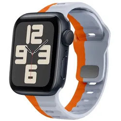 Wigento Smartwatch-Armband Für Apple Watch SE 2023 40mm Silikon Wellenstruktur Armband Orange, Silikonarmband mit umgekehrter Schnalle grau