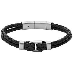 Fossil Armband JF04202040 Armband Herren Heritage D-Link Leder Schwarz Edelstahl