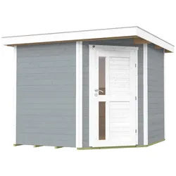 Weka 21 mm Gartenhaus 229 A Eckhaus inkl. moderner Design-Einzeltür grau Gartenhaus 229 A Gr. 2 (239 x 235 cm) - 50 % Rabatt auf Dacheindeckung