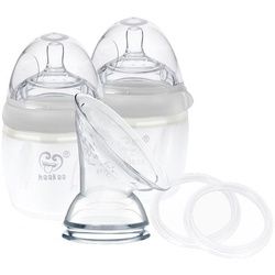Haakaa Generation 3 Milchpumpe + Flasche Set 1 St grau