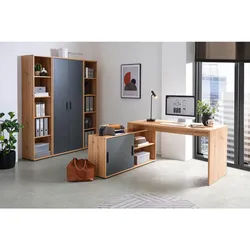Cantus Büro , Anthrazit, Eiche Artisan , Holzwerkstoff , 4,4 Fächer , Büromöbel, Büromöbel-Sets & Büromöbel-Serien, Büromöbelserien