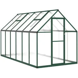 Helloshop26 - Gewächshauszelt für Pflanzen Blumen und Gemüse mit Grundrahmen 334 x 169 x 195 cm grünes Aluminium 02_0044502