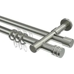 GARDINENSTANGE RUNDROHR-INNENLAUF Prestige Estana 140 cm, 2-läufig, 20 mm Ø Edelstahl-Optik