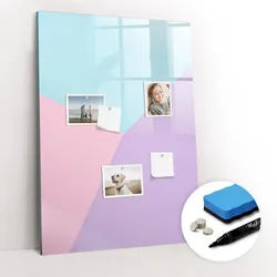 Tulup Magnettafel 120x60 Pastellmuster , Multicolor , Glas , 120x60x0.4 cm , Bilder & Rahmen, Pinnwände & Magnettafeln