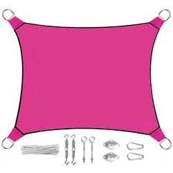 PEREL Sonnensegel, rechteckig 2x3m 3x4m Balkon Garten Sonnenschutz-Segel Ösen-Befestigung rosa 400 cm x 300 cm