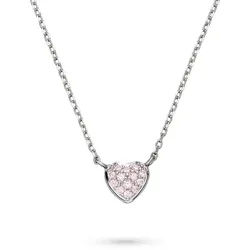 s.Oliver Kette mit Anhänger Heart, Herz, mit Zirkonia (synth) rosa|silberfarben
