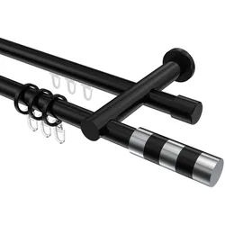 GARDINENSTANGE RUNDROHR-INNENLAUF Platon Mavell 120 cm, 2-läufig, 20 mm Ø Schwarz