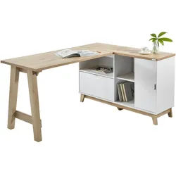 Voleo Eckschreibtisch , Weiß, Eiche San Remo , Metall , 1 Schubladen , rechteckig , eckig , 120x76x159 cm , Stauraum , Büromöbel, Büromöbel-Sets & Büromöbel-Serien, Büromöbelserien
