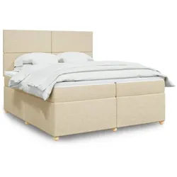 vidaXL Boxspringbett, Boxspringbett mit Matratze Creme 200x200 cm Stoff