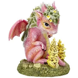Figuren Shop GmbH Fantasy-Figur Drachen Statue – Gothic Fantasy Figur Blume Löwenmaul Dekoration 11 cm