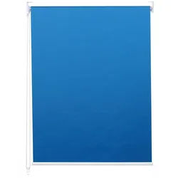 Seitenzugrollo MCW-D52-60x230, MCW, abdunkelnd, verschraubt, Wand- oder Deckenmontage, Bohrmontage, blickdicht, Thermobarriere, Stufenlose Bedienung, Kettenzug inkl. Kindersicherung blau