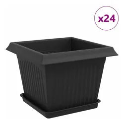 vidaXL Blumentopf Blumentöpfe 24 pcs Schwarz 23 x 23 x 17,5 cm Kunststoff (24 St) schwarz