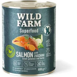 WILD FARM Superfood Lachs (Lachs mit Zucchini, Süßkartoffeln und Kräutern) 800g getreidefreies Hundefutter