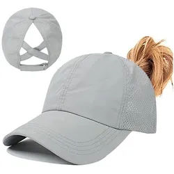 LuxusKollektion Baseball Cap Basecap Damen Mesh Pferdeschwanz UV Einheitsgröße Hellgrau