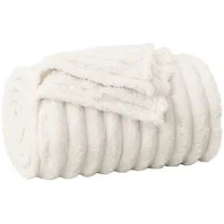 Wohndecke 240 x 220 cm Wohndecke Kuscheldecke Fleecedecke Überwurfdecke Creme 24, vidaXL