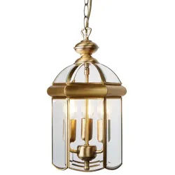 Searchlight LED Laterne, Leuchtmittel nicht inklusive, Decken Lampe Leuchte Messing Küche Flur Büro Schlaf Ess Wohn Zimmer