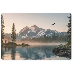MuchoWow Mauspad Berge - Wasser - Bäume (1-St), Büro für Tastatur und Maus, Mousepad Gaming, Desk Mat, 17x11 cm 17 cm x 11 cm