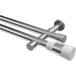 GARDINENSTANGE Prestige Tanara 240 cm (geteilt in 2 x 120 cm), 2-läufig (ohne Ringe), 20 mm Ø Chrom