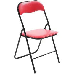 CLP Besucherstuhl Lederlook rot/schwarz , Schwarz, Rot , Metall , 45x78x45 cm , Esszimmer, Stühle, Klappstühle