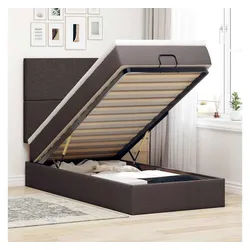 vidaXL Bett, Ottoman-Bett mit Matratze Dunkelbraun 80x200 cm Stoff