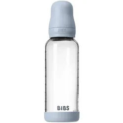 BIBS Baby Glass Bottle Round Latex Anti-Kolik-Flasche Baby Blue 240 ml