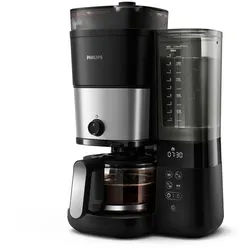 Philips Kaffeemaschine mit Mahlwerk HD7900/90 All-in-1 Brew mit abnehmbarem Duo-Kaffeebohnenbehälter, Permanentfilter 1x4, mit Intensitätseinstellung, Glaskanne, Timer, Permanentfilter inkl. schwarz