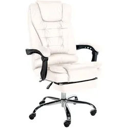 CLP Chefsessel Lederlook Weiß , Metall , 67x115x68 cm , Büromöbel, Bürostühle, Chefsessel