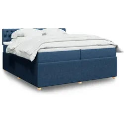 vidaXL Boxspringbett, Boxspringbett mit Matratze Blau 200x200 cm Stoff