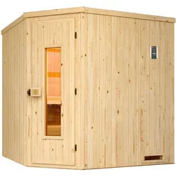 Weka Elementsauna Varberg 2 mit Eckeinstieg-Massivholztür u. Glaseinsatz