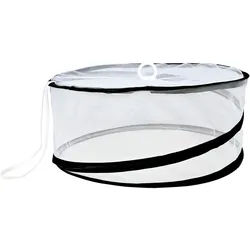 Insekten-Abdeckhaube rund - faltbar für Lebensmittel, Kuchen & Obstschutz - Ø 37x15.5 cm - Weiss/Schwarz - hygienisch & platzsparend