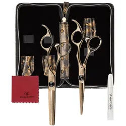 Olivia Garden Scheren SilkCut 2er- Set black/gold HS 5,75 u. MS 6,0 Zoll- S-1170