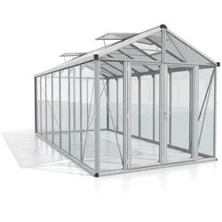 Xxxl Gewächshausbausatz , Alufarben , Metall, Kunststoff, Glas , 258x250x540 cm , Gartenzubehör, Garten- & Gewächshäuser